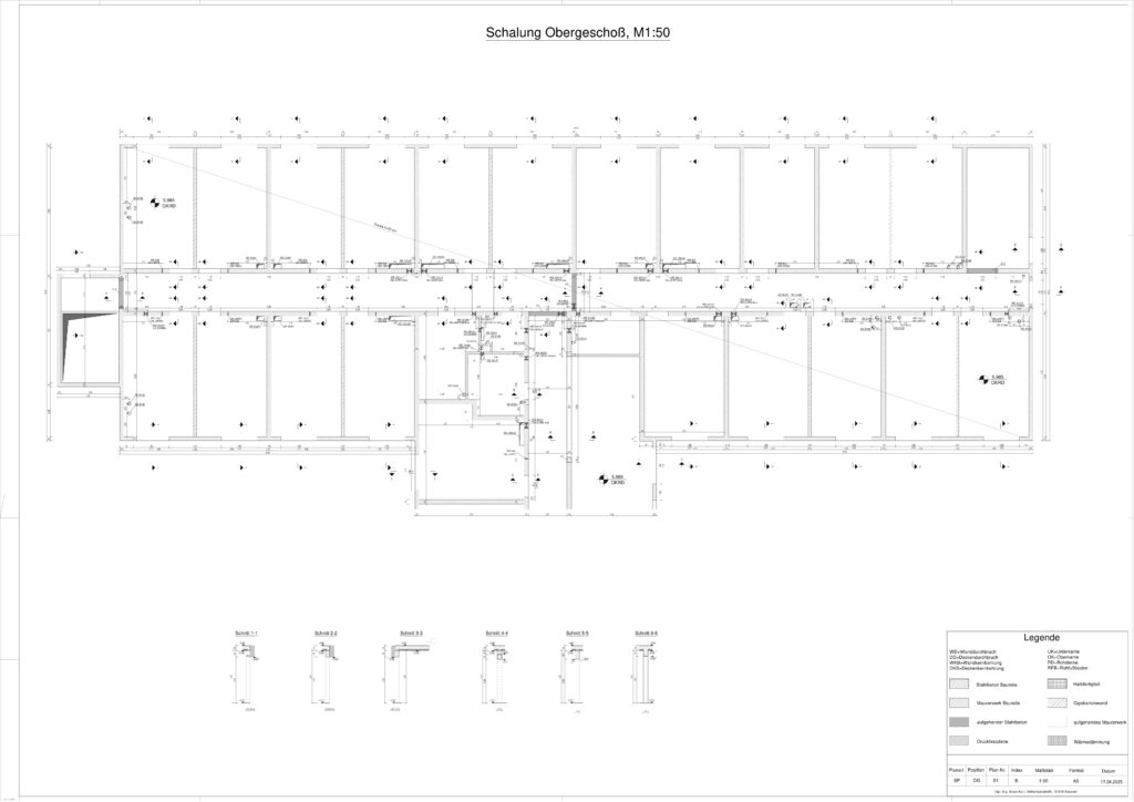 Schalplan mit Durchbrüchen und Detailplanung als Grundlage für den Rohbau